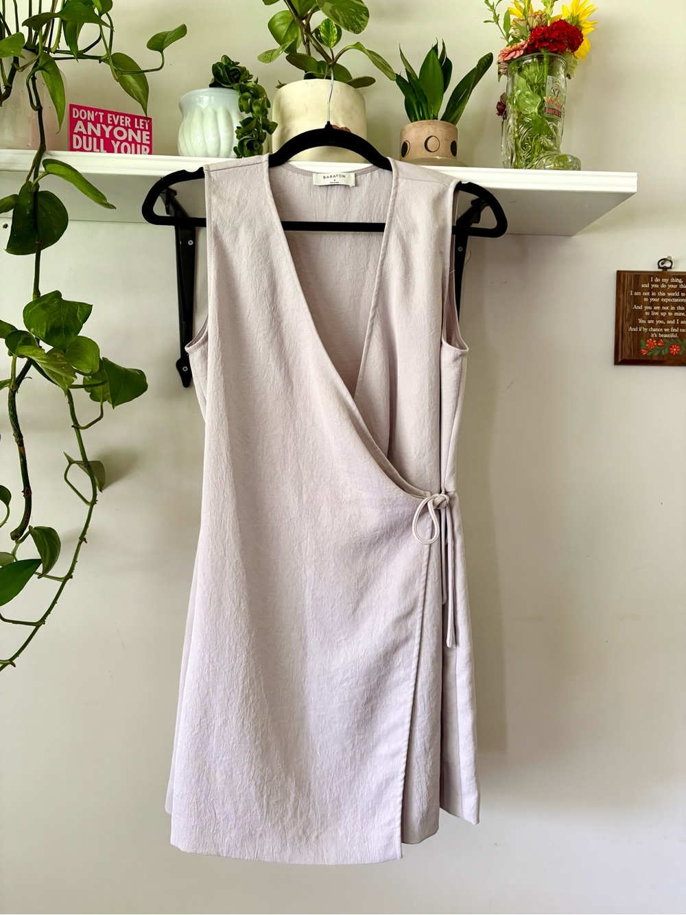 Babaton Sleeveless Wrap Mini Dress in Light Lavender